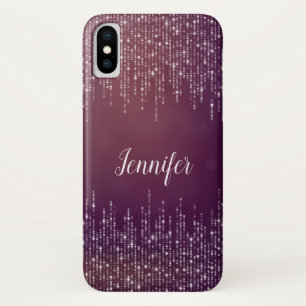 Chic girly String of lights purple personalized Case-Mate iPhone Case