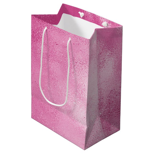 Chic Glam Girly Pink Medium Gift Bag (Front Angled)