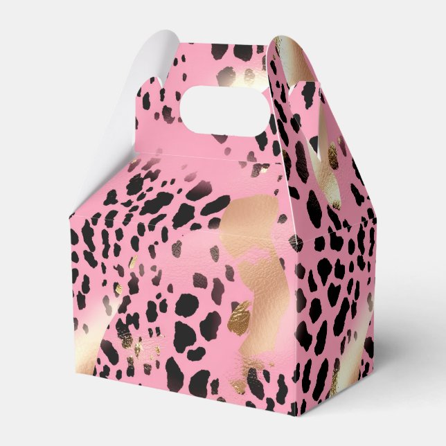 Chic Glam Gold Pink Black Leopard Favor Box (Front Side)
