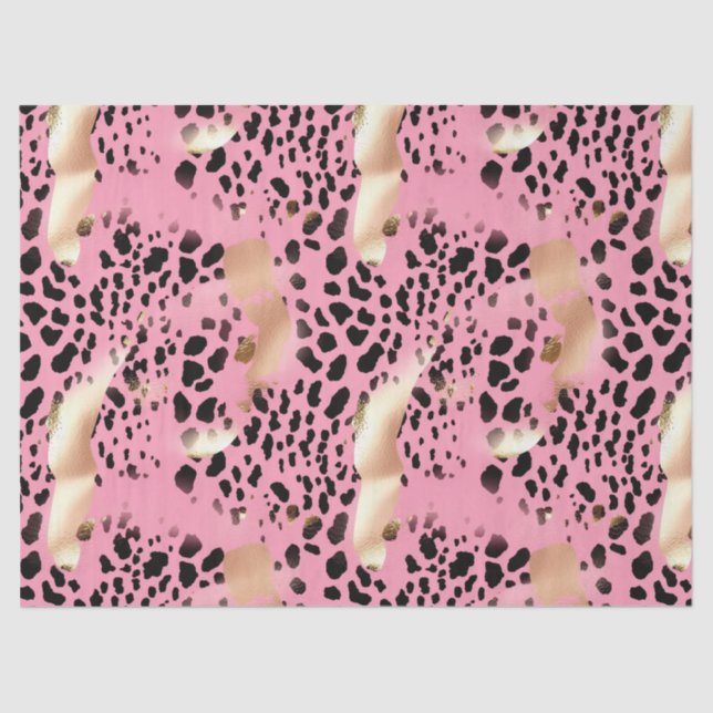 Chic Glam Gold Pink Black Leopard Tissue Paper (Front)