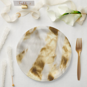 Chic Glam Gold White Cowhide Western  Paper Plate