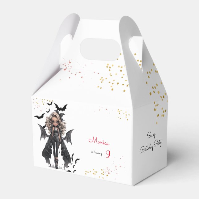Chic glam gothic scary girl birthday party favor box (Front Side)