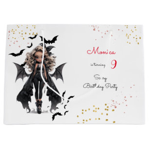 Chic glam gothic scary girl birthday party large gift bag