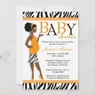 Chic Glam Modern Mom Blue Zebra Baby Shower Invitation