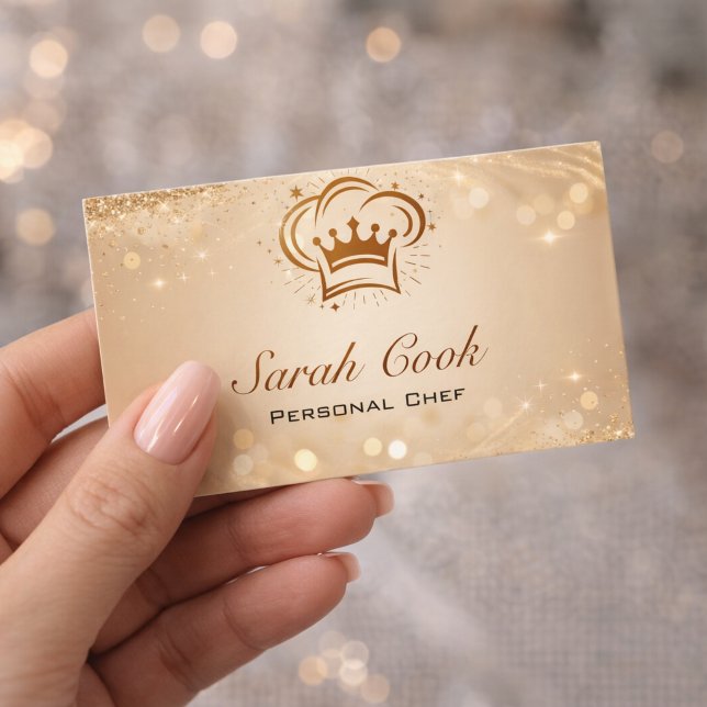 Chic Glam Personal Chef Catering Gold Glitter Business Card (Creator Uploaded)