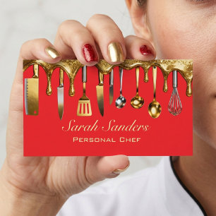 Chic glam Personal Chef Catering Gold Glitter  Business Card