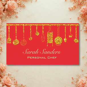 Chic glam Personal Chef Catering Gold Glitter Business Card