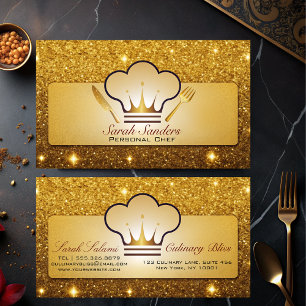 Chic glam Personal Chef Catering Gold Glitter  Business Card