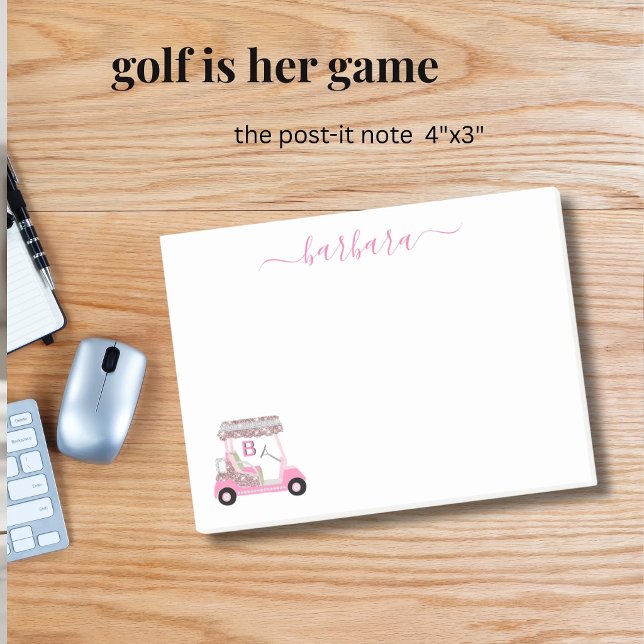 Chic Glam Personalized Golf Gal Golf Cart  Post-it Notes (Creator Uploaded)