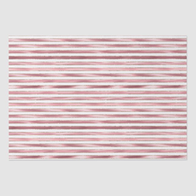 Chic Glam Pink White Stripes Tissue Paper (Front)