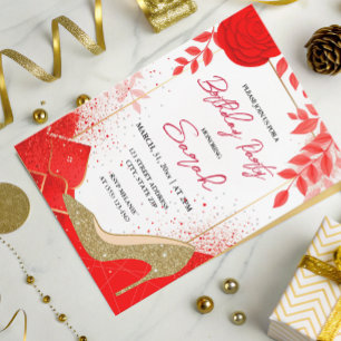 chic glam red gold glitter birthday party invitation
