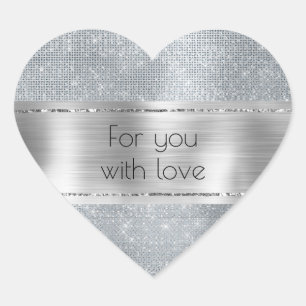 Chic Glam Silver Sparkle  Heart Sticker