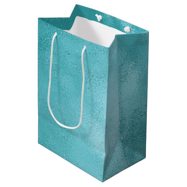 Chic Glam Turquoise Aqua Blue Medium Gift Bag (Front Angled)