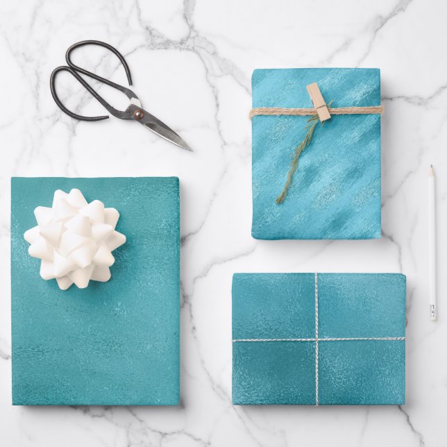 Chic Glam Turquoise Aqua Blue Wrapping Paper Sheet (Front)