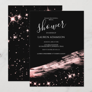 Chic Glamourous Rose Gold Glitter Bridal Shower Invitation