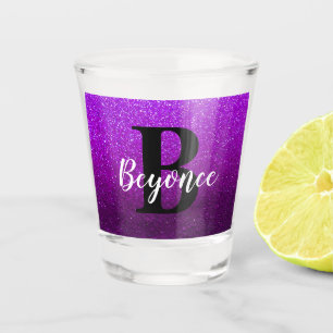 Chic Glitter Birthday Party Trendy Monogrammed Shot Glass