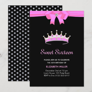 Chic Glitter Diamond Crown Sweet Sixteen Invitatio Invitation