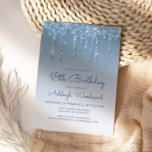 Chic Glitter Drip Blue 18th Birthday Invitation<br><div class="desc">This trendy 18th birthday invitation features a sparkly blue faux glitter drip border and blue ombre background. The words "18th Birthday" and the name of the guest of honour appear in casual blue handwriting script, with the rest of the customizable text in blue sans serif font. The same blue glitter...</div>