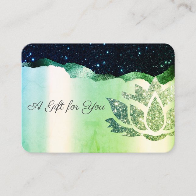 Chic Glitter Lotus,Confetti,Green Discount Card (Front)