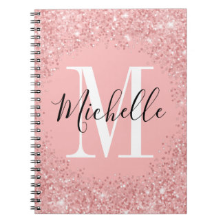 Chic glitter  Monogram spiral Notebook