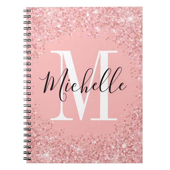 Chic glitter  Monogram spiral Notebook (Front)