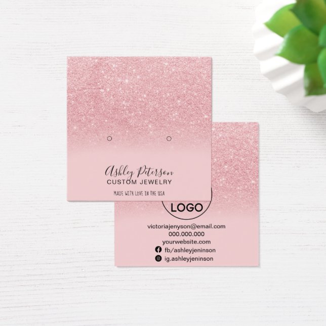 Chic glitter pink sparkles studs earrings display (Desk)