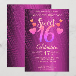 Chic Glitter Sweet Sixteen Party Invitation