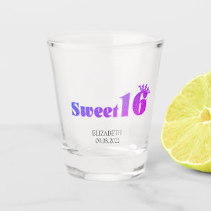 Chic Glitter Tiara Sweet 16 Shot Glass