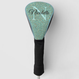 Chic Glittery Feathers Monogram       Golf Head Cover