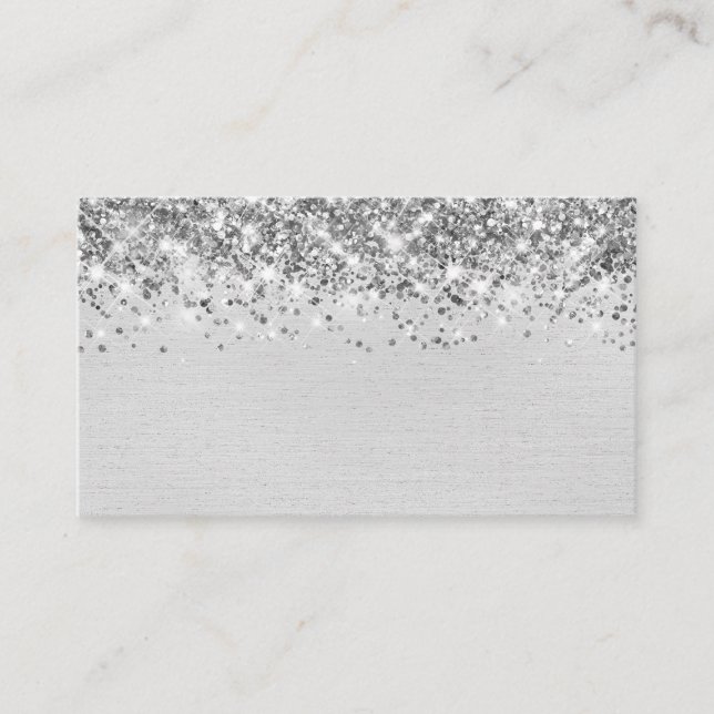 Chic Glittery light Silver Foil Blank Place Card (Front)