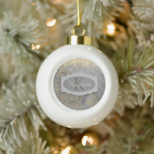 Chic Glittery Mandala Monogram   Ornament
