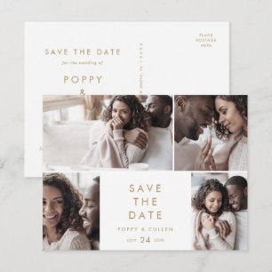 Chic Gold 4 Photo Template Save the Date