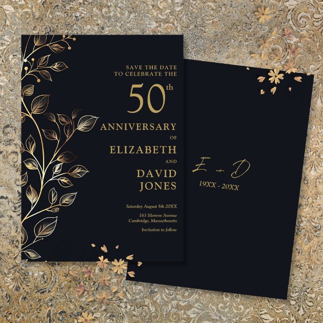 Chic Gold 50th Wedding Anniversary Save The Date (Chic Gold 50th Wedding Anniversary Save The Date)
