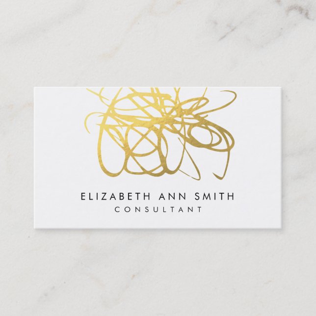 Chic Gold Abstract Brushstrokes Business Card Pack (Front)