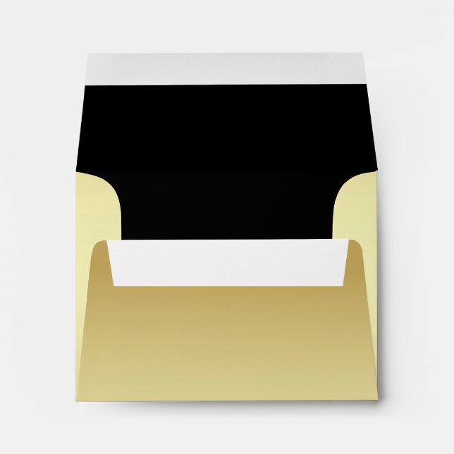 Chic Gold and Black Custom Wedding RSVP Envelope (Back (Bottom))