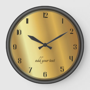 Chic Gold and Black Effect Personalized Large Clock