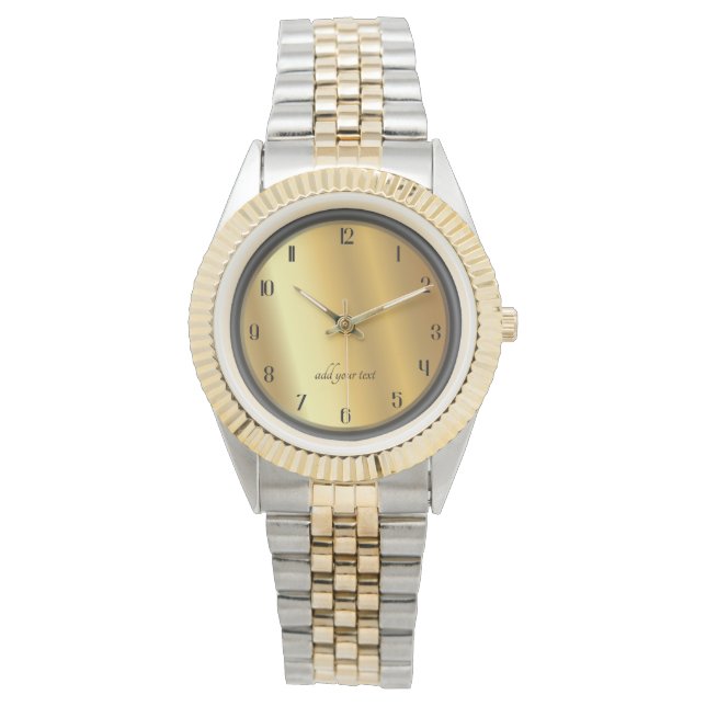 Chic Gold and Black Effect Personalized Watch (Front)