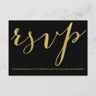 Chic Gold and Black RSVP Card
