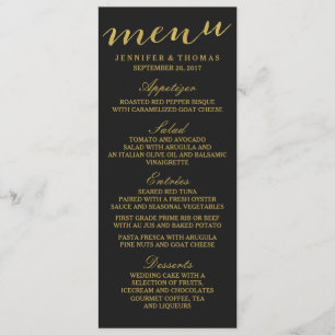Chic Gold and Black Wedding Menu
