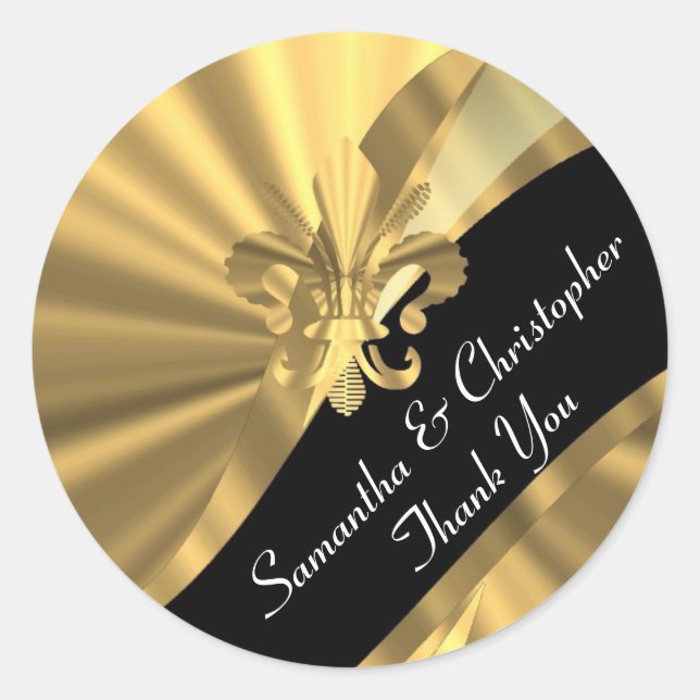 Chic gold and black wedding seal (Front)