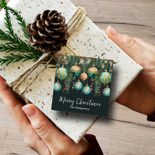Chic Gold and Green Christmas Tree Ornaments Favour Tags