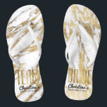 Chic Gold and White Marble Team Bride Bachelorette Flip Flops<br><div class="desc">Elegant, chic, and modern faux printed gold and white marble patterns, Team Bride keepsake flip flops. This classic and sophisticated design is perfect for the classy, trendy, and stylish bridesmaid or maid of honour. Wear them to the bachelorette party or any pre-wedding event to show your support for the bride....</div>