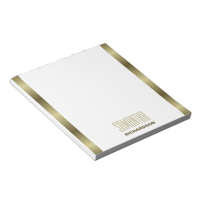 Chic Gold And White Modern Geometric Notepad (Angled)