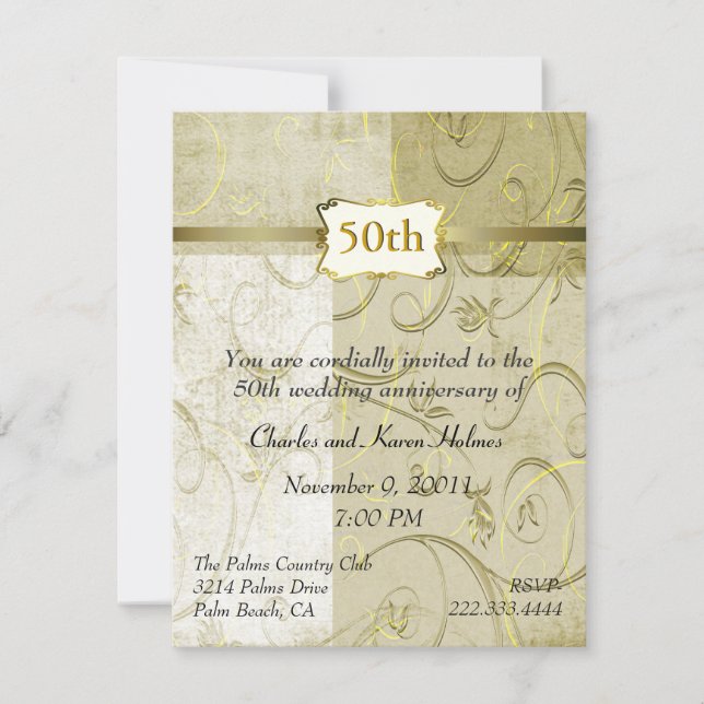 Chic Gold Anniversary Invitation (Front)