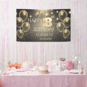 Chic Gold Balloons Stars 18th Birthday  Banner