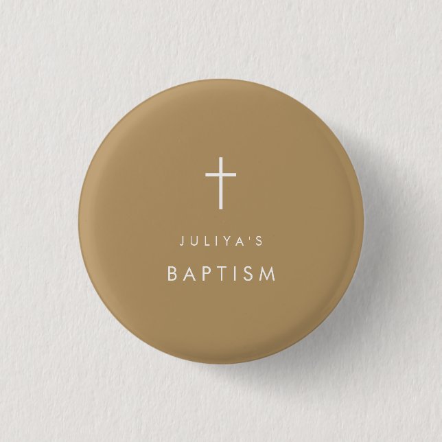 Chic Gold  Baptism  1 Inch Round Button (Front)