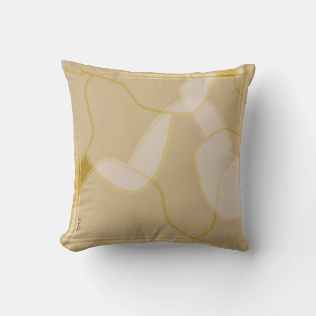 Chic Gold Beige Abstract Floral Pattern Throw Pillow (Front)