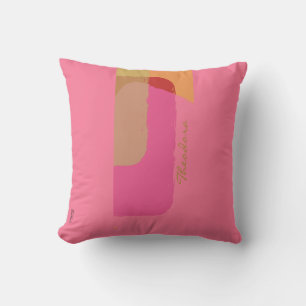 Chic Gold Beige Pink  Orange Abstract Throw Pillow