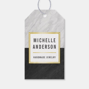 Chic Gold Black And White Marble Handmade Jeweller Gift Tags