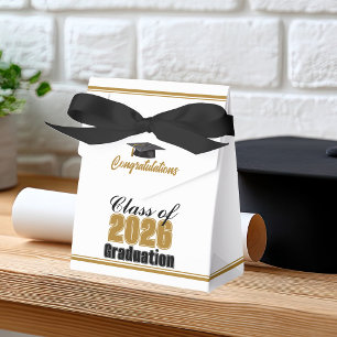 Chic Gold Black Class of 2026 Custom Graduation Favor Box